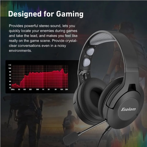 ESOLOM WiredStereo GamingHeadsetOnCable MicrophoneHeadphoneEarphone - Picture 9 of 16